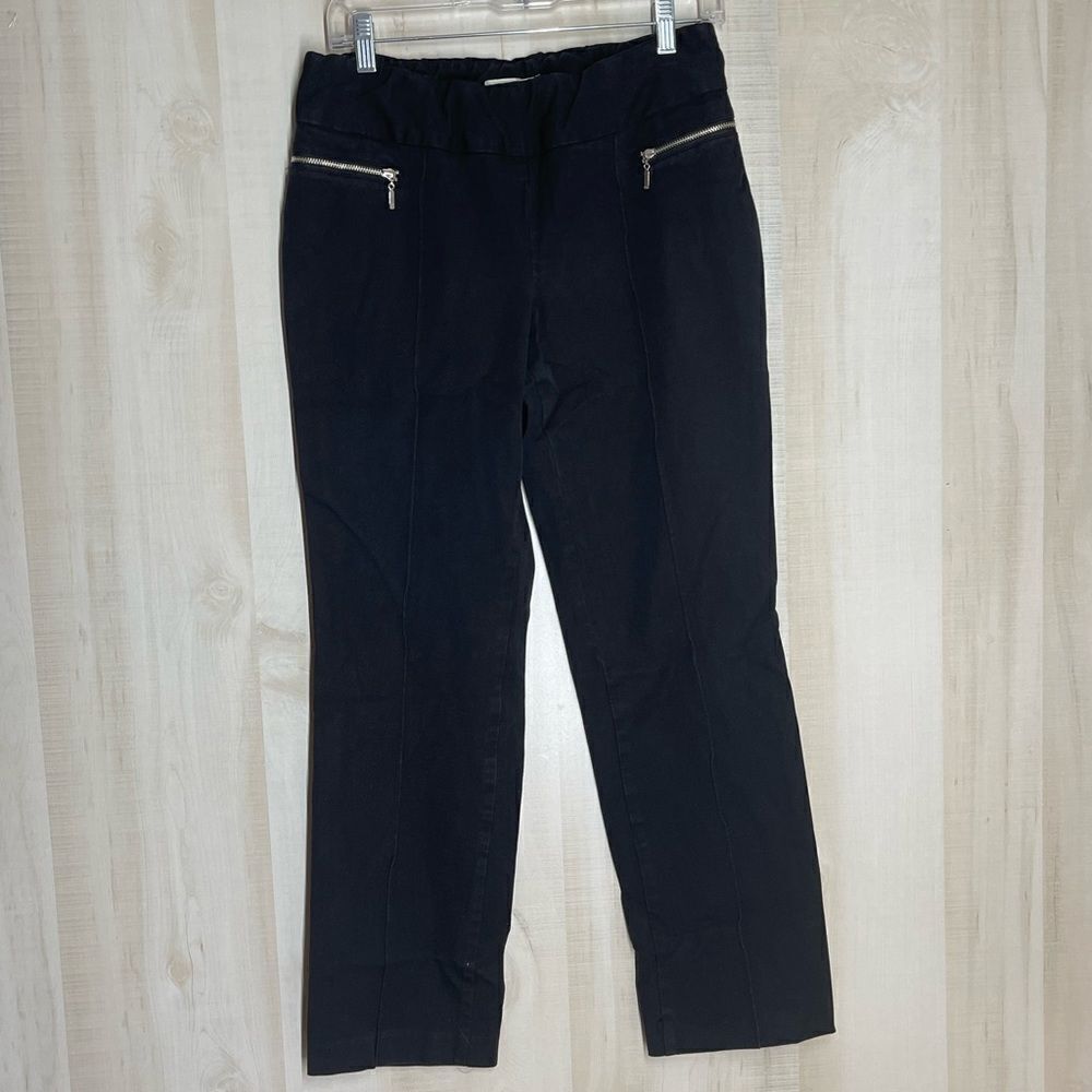 Talbots black pull on pants with silver zippers,‎ size 8